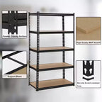 Scaffale portaoggetti a 5 ripiani, scaffalatura in metallo per carichi pesanti, scaffale regolabile per garage, ripostiglio, dispensa, cucina, 122 cm L x 46 cm P x 185 cm H