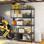 Scaffale portaoggetti a 5 ripiani, scaffalatura in metallo per carichi pesanti, scaffale regolabile per garage, ripostiglio, dispensa, cucina, 122 cm L x 46 cm P x 185 cm H