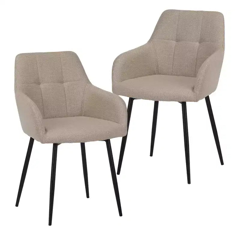 Sedie da pranzo moderne imbottite Ulani con struttura in metallo e schienale curvo, set da 2