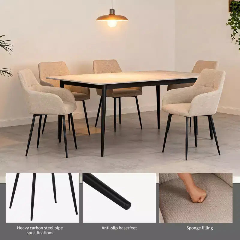 Sedie da pranzo moderne imbottite Ulani con struttura in metallo e schienale curvo, set da 2