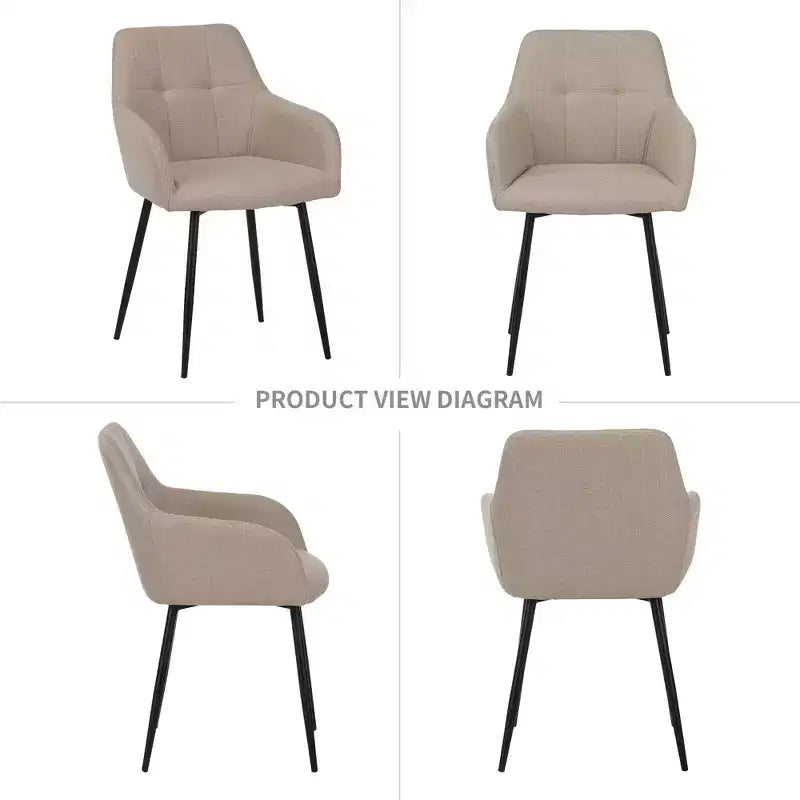 Sedie da pranzo moderne imbottite Ulani con struttura in metallo e schienale curvo, set da 2