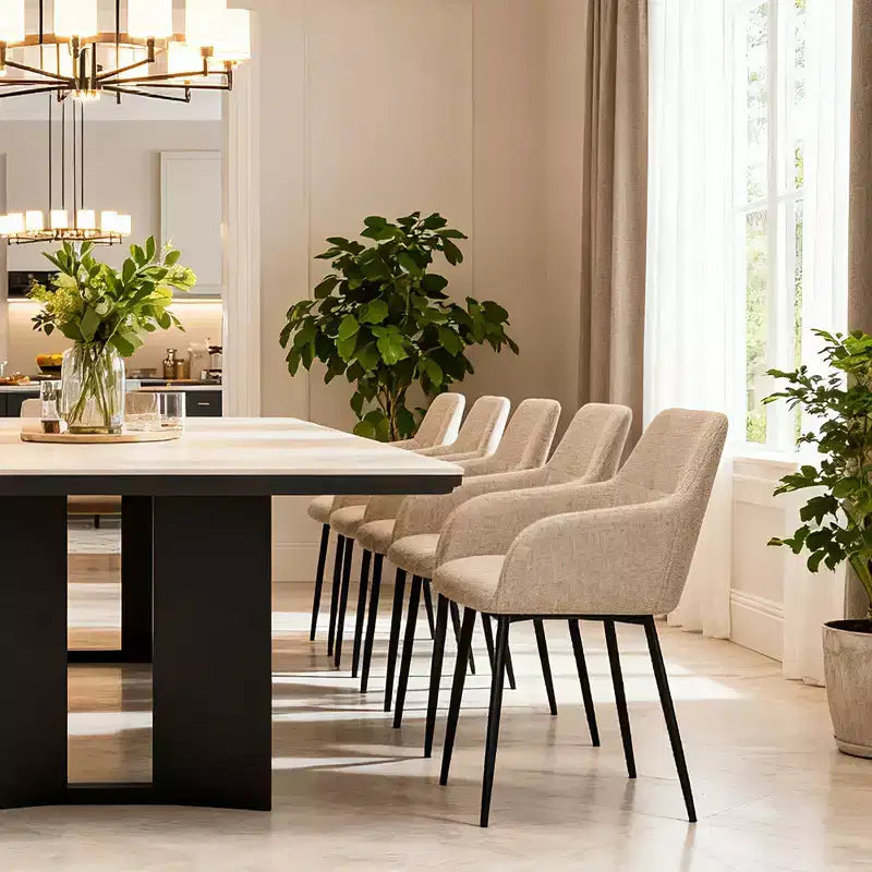 Sedie da pranzo moderne imbottite Ulani con struttura in metallo e schienale curvo, set da 2