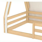 Letto a pavimento Montessori una piazza e mezza/matrimoniale, letto a pavimento con tenda a casetta, striscia luminosa e sponde a tutta lunghezza - ModernLuxe