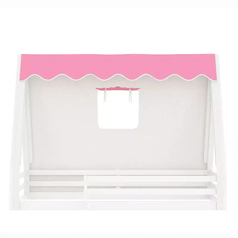 Letto a pavimento Montessori una piazza e mezza/matrimoniale, letto a pavimento con tenda a casetta, striscia luminosa e sponde a tutta lunghezza - ModernLuxe