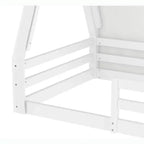 Letto a pavimento Montessori una piazza e mezza/matrimoniale, letto a pavimento con tenda a casetta, striscia luminosa e sponde a tutta lunghezza - ModernLuxe