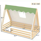 Letto a pavimento Montessori una piazza e mezza/matrimoniale, letto a pavimento con tenda a casetta, striscia luminosa e sponde a tutta lunghezza - ModernLuxe