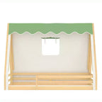 Letto a pavimento Montessori una piazza e mezza/matrimoniale, letto a pavimento con tenda a casetta, striscia luminosa e sponde a tutta lunghezza - ModernLuxe