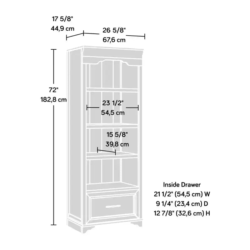 Libreria in legno Renwood 72H con cassetto portadocumenti e ripiano regolabile