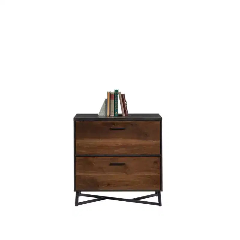 Classificatore Harper Mid-Century Modern a 2 cassetti con base in metallo