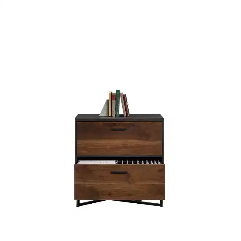 Classificatore Harper Mid-Century Modern a 2 cassetti con base in metallo