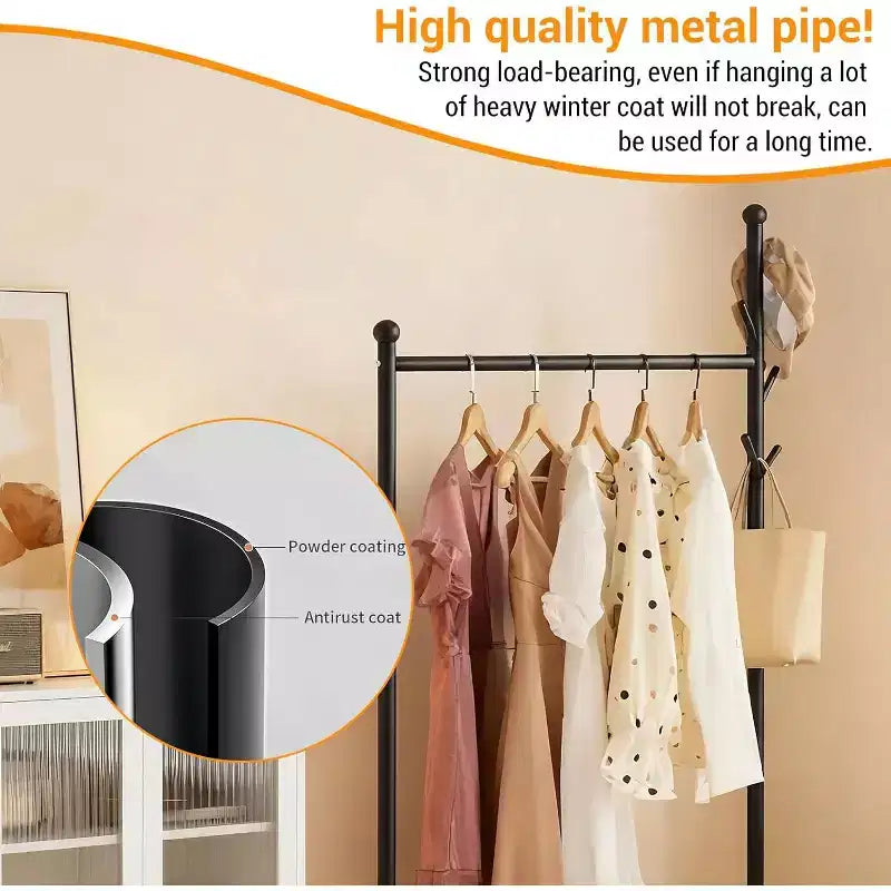 Appendiabiti in Metallo con Ruote, Appendiabiti Armadio Mobile con Ruote, Appendiabiti Autoportante in Metallo per Piccoli Spazi Angolo Camera da Letto Corridoio Ingresso